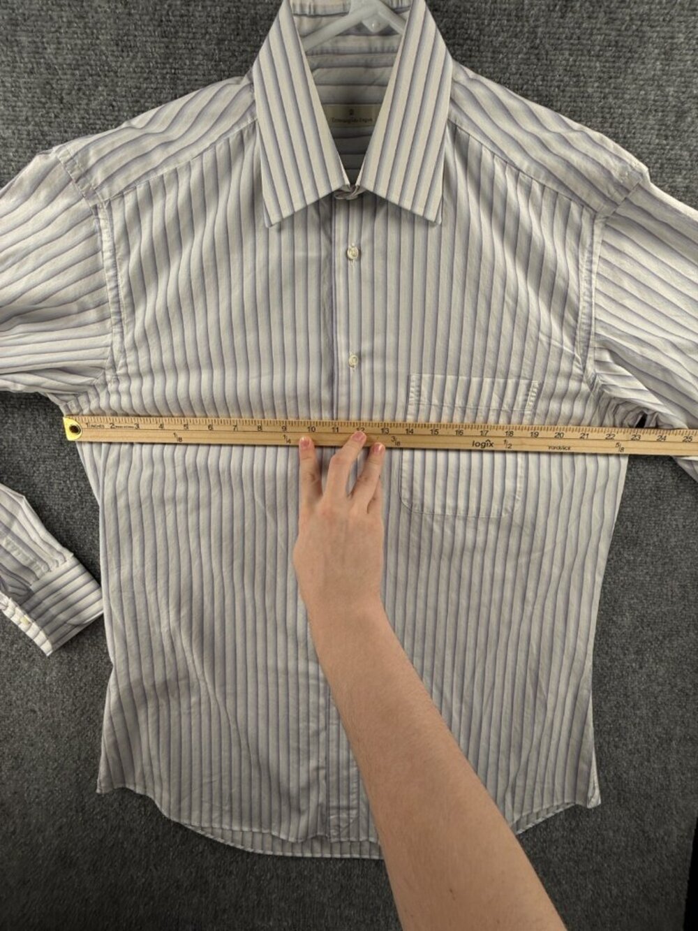 Ermenegildo Zegna 15.5 Long Sleeve Button Up Shirt Men Striped Blue Purple - Picture 5 of 16